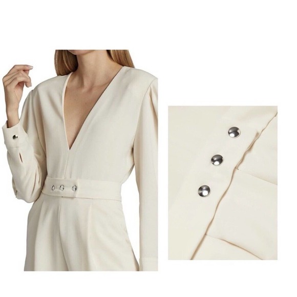 IRO Narma Beige Puff Sleeve Deep V Romper - Picture 3 of 7